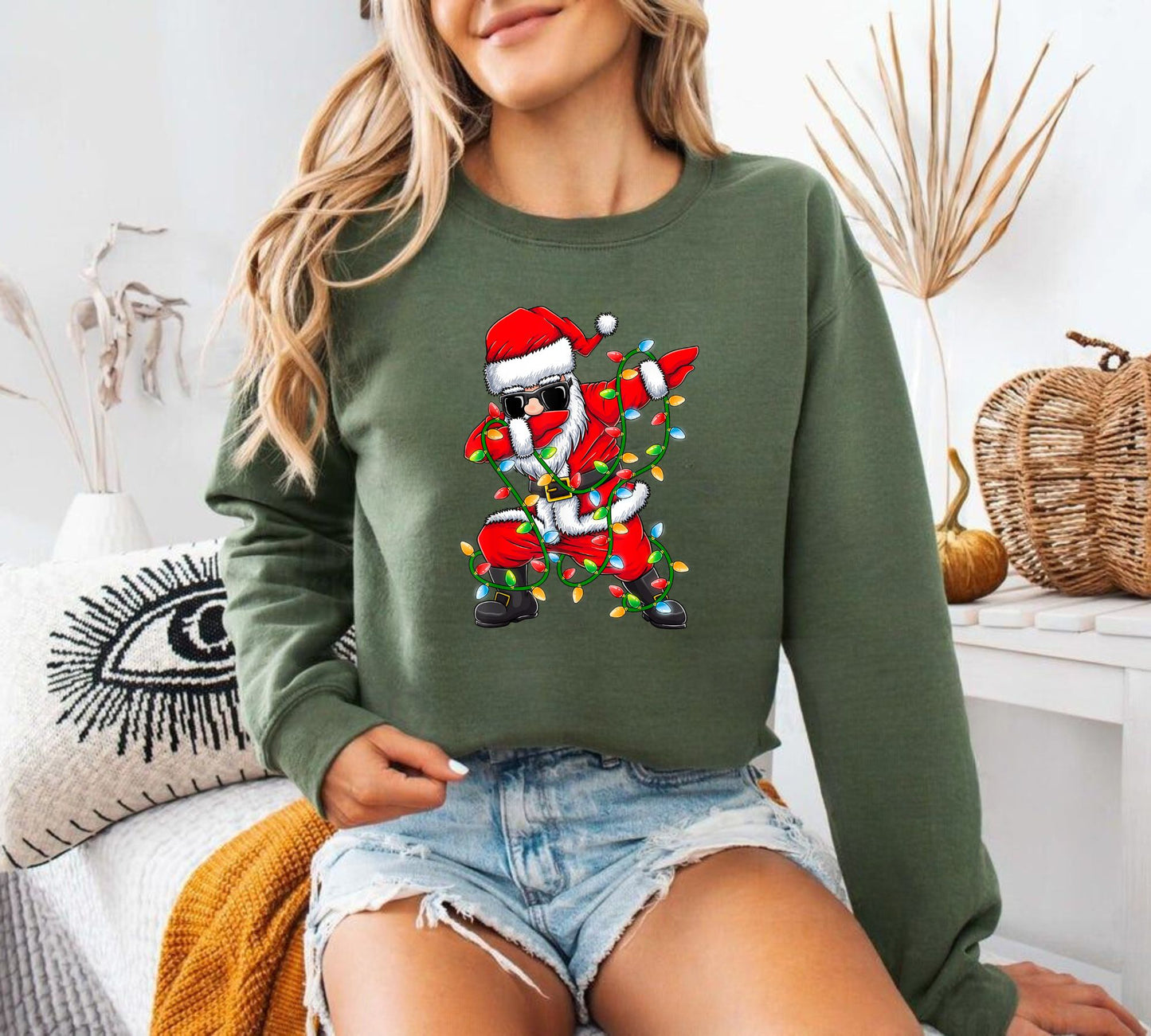 Dabbing Santa Weihnachtslichter Sweatshirt - Lustige Weihnachtsgeschenke