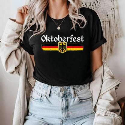 Oktoberfest Drinking Men Women Vintage German Flag T-Shirt