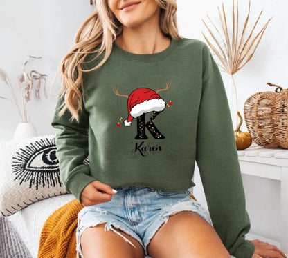 Personalisiertes Familien-Weihnachtsshirt mit Namen – Individuell monogrammiertes Familien-Weihnachtssweatshirt