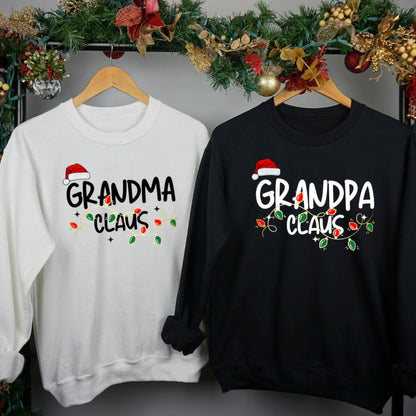 Grandma und Grandpa Claus Sweatshirts, Weihnachts-Pullover für Großeltern im Partnerlook