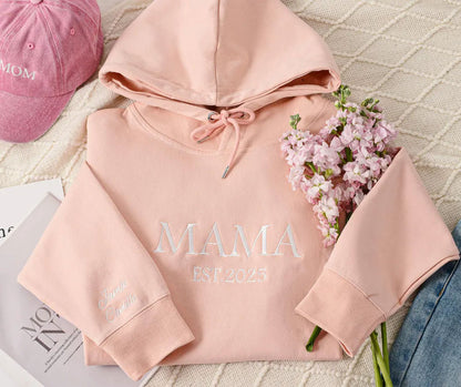 Personalisiertes Mama Sweatshirt Bestickt – Familien Pullover mit Kindernamen
