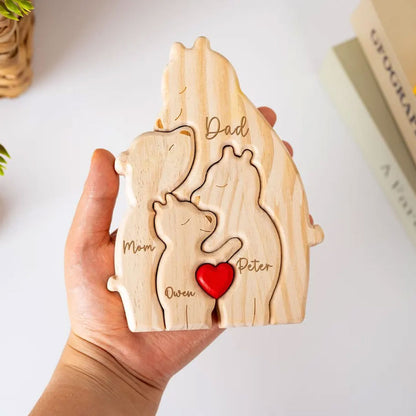 Personalisierte Holz Deko Bären Familie mit Namen – Geschenk für Mama & Papa