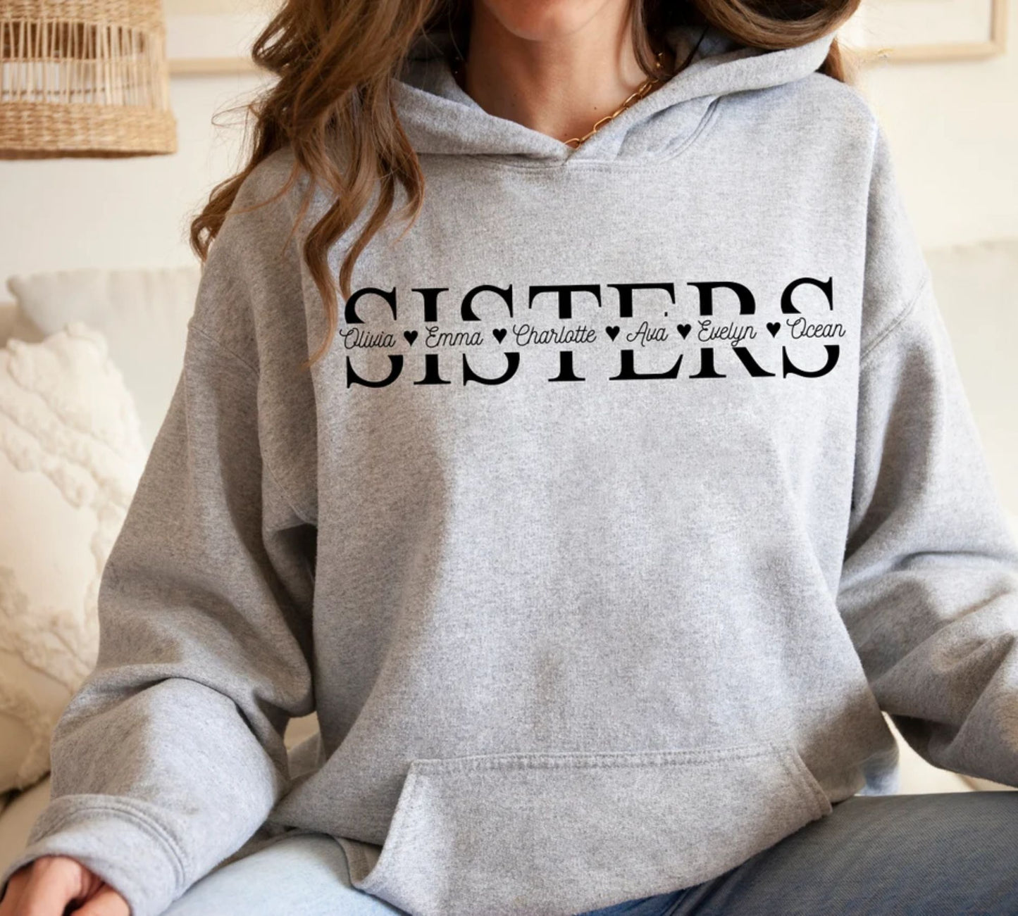 Personalisierter Schwestern-Sweatshirt, Weihnachtsgeschenk für Schwestern