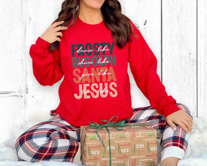 Geben wie der Weihnachtsmann, lieben wie Jesus Sweatshirt - Weihnachtspullover