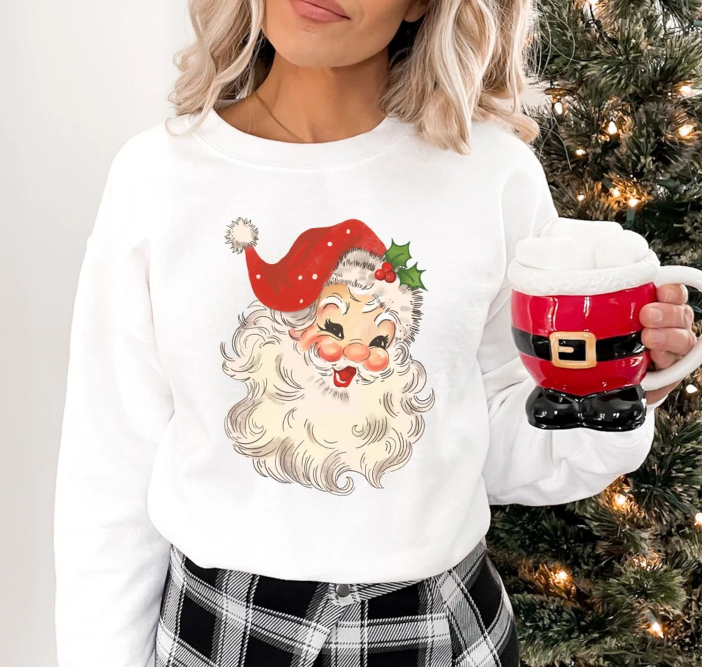 Retro Santa Sweatshirt - Weihnachtssweatshirt für Damen