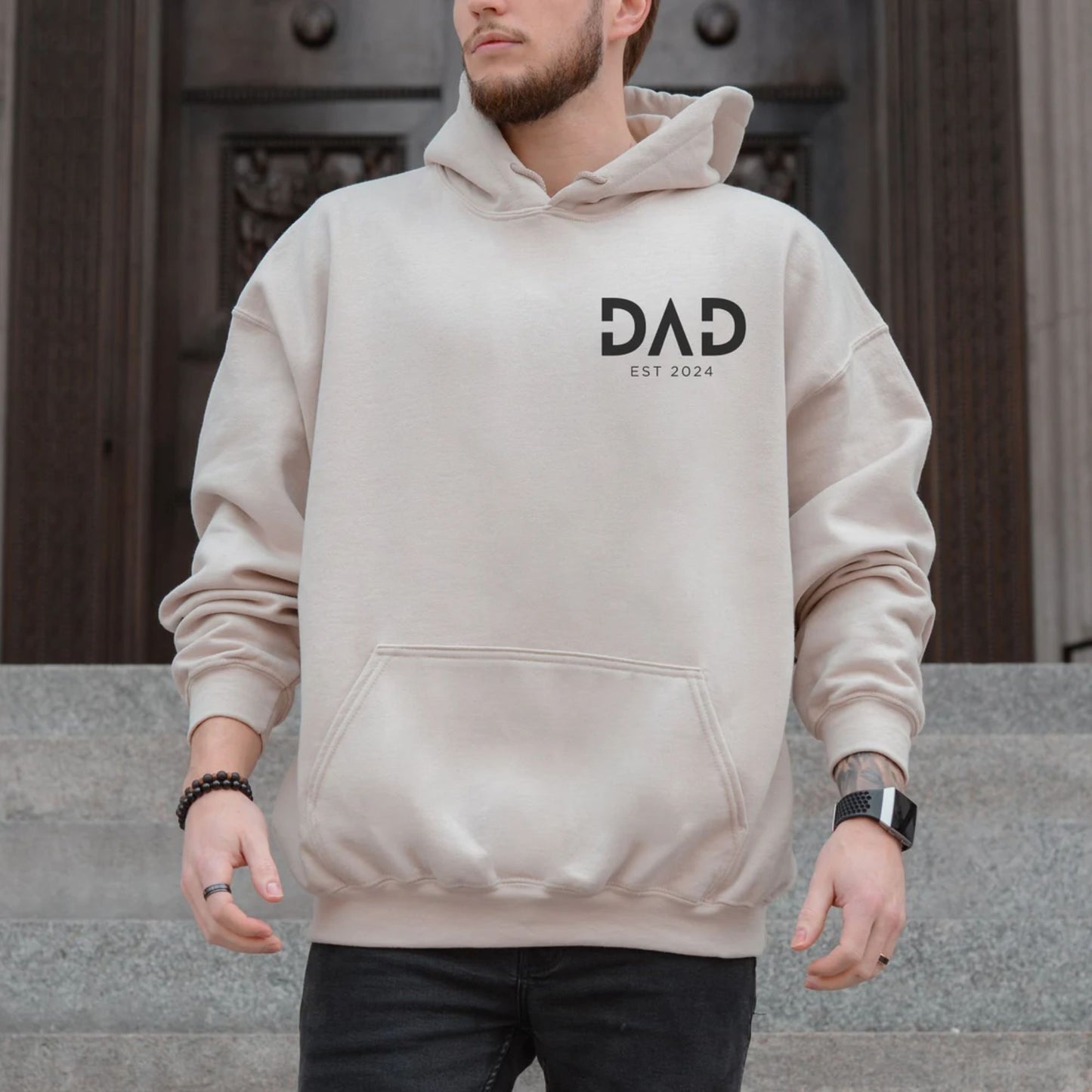 Personalisiertes Papa-Sweatshirt, Papa Est. 2024 Hoodie - Geschenk für Papa