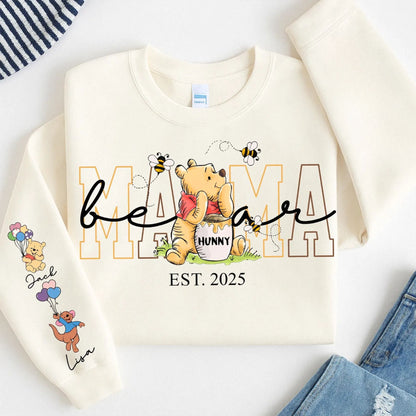 Personalisiertes Mama-Bär Sweatshirt mit Kindernamen am Ärmel – Geschenk für Mama