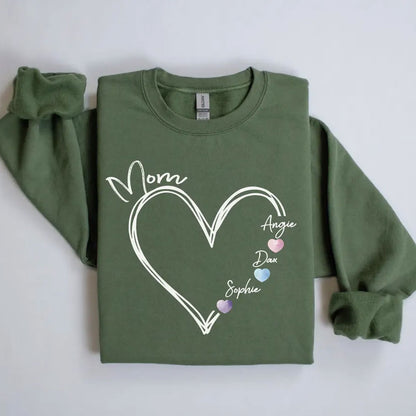 Personalisierter Mama-Sweatshirt mit Herz und Kindernamen