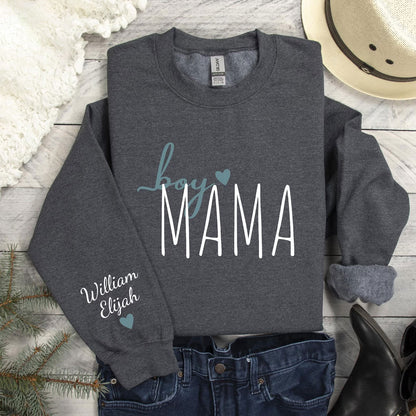 Personalisierter Boy Mama Sweatshirt mit Kindernamen