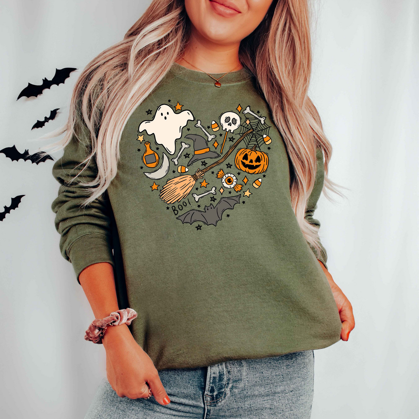 Spooky Halloween Mom Tee: Cute Witch and Pumpkins