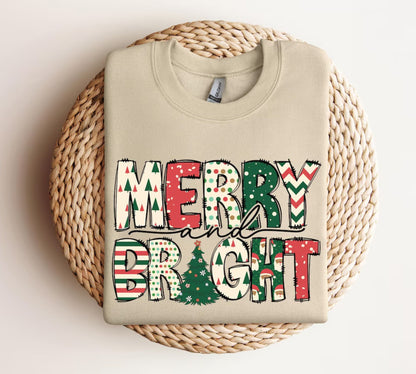 Merry and Bright Sweatshirt - Christmas Sweatshirt for Women