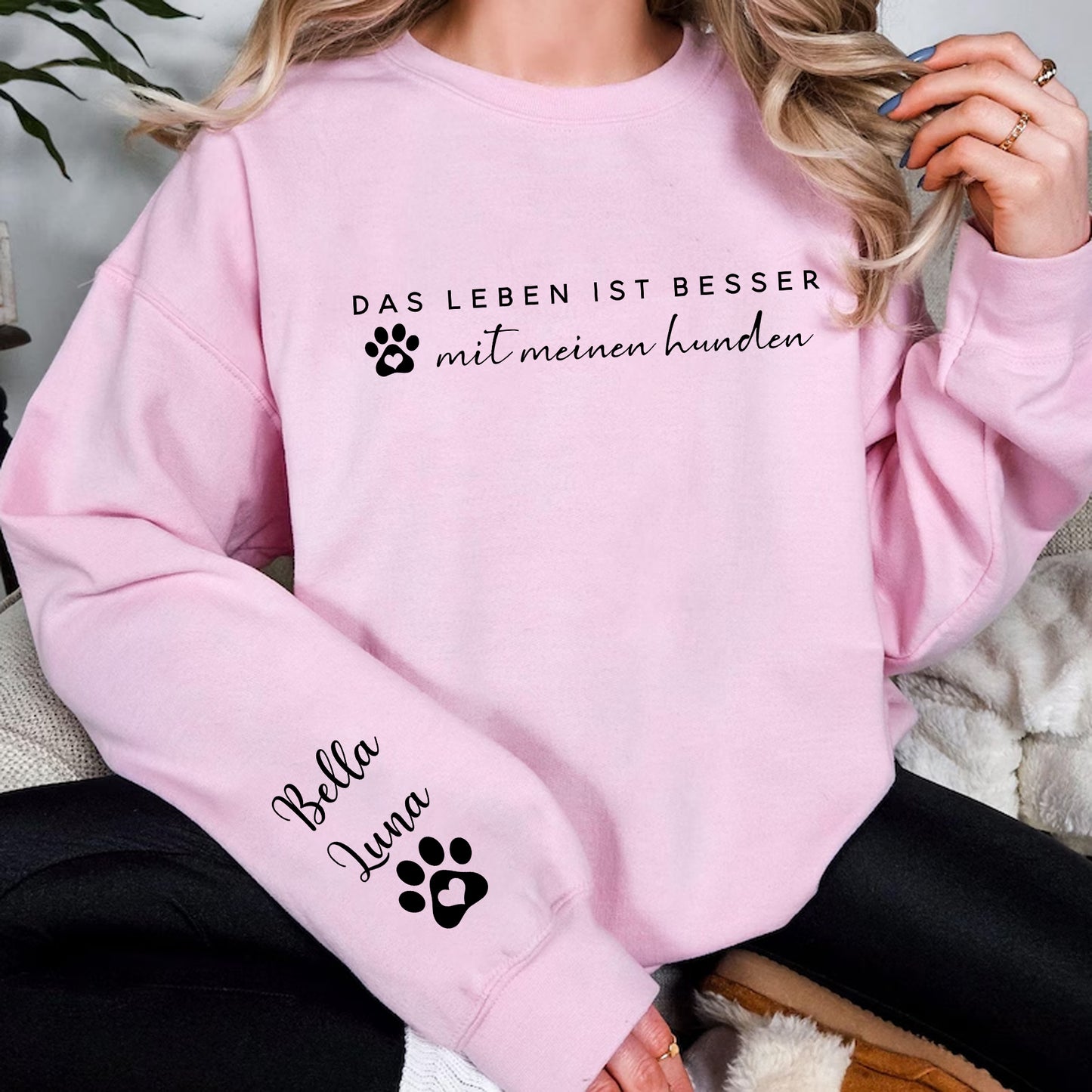 Das Leben ist besser mit meinen Hunden – Sweatshirt & Hoodie – Personalisiertes Geschenk für Hundemamas