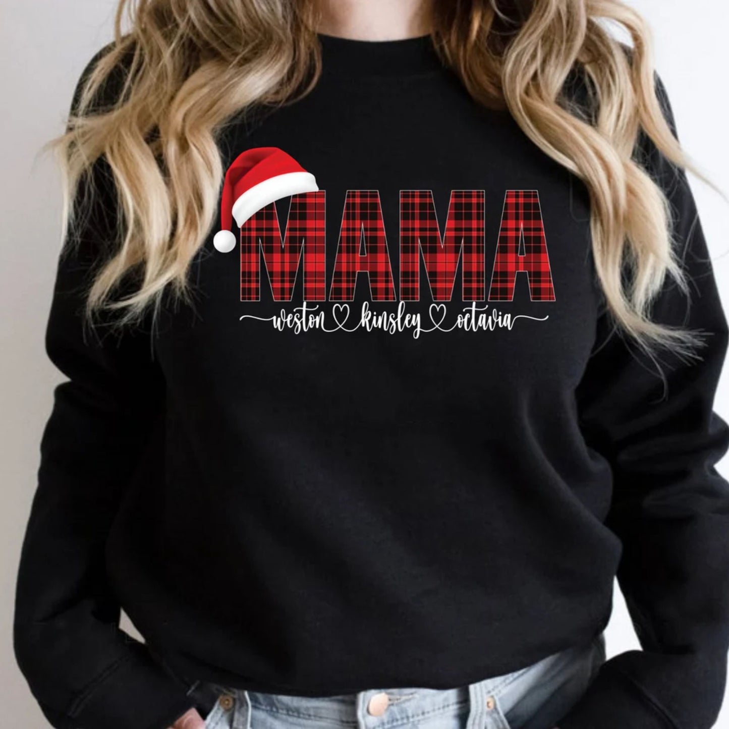 Weihnachts Mama Sweatshirt mit den Namen der Kinder - Geschenk für Mama