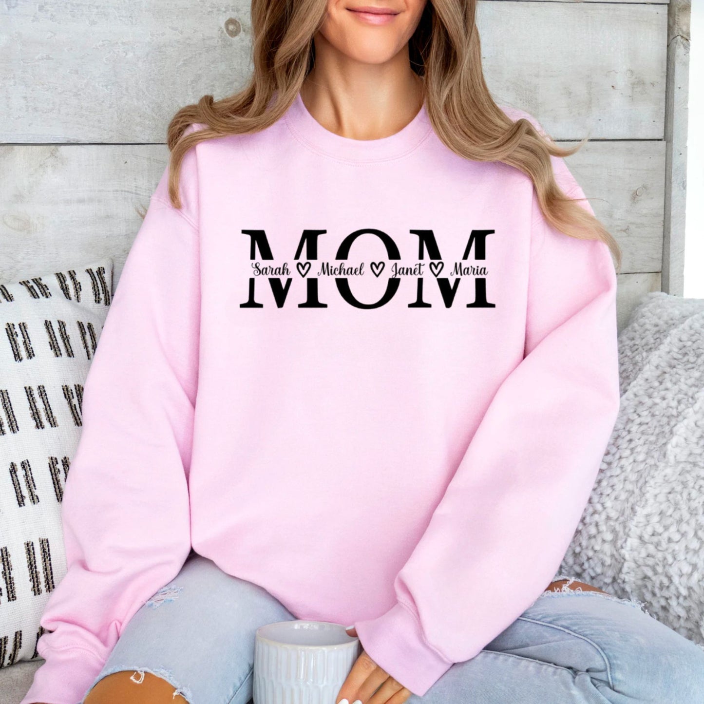 Personalisiertes Mama-Sweatshirt mit Kindernamen, Geschenk zum Muttertag