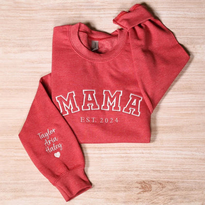 Individuell besticktes Mama Sweatshirt mit Namen, Personalisierter Mama Hoodie