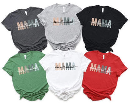 Personalisierte Mama Shirt - Geschenk für Mama, Individuelles Mama Shirt mit den Namen der Kinder