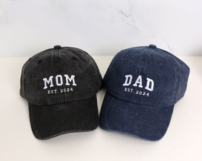 Personalisierte bestickte Mütze, Geschenk für neue Mama, Papa, Oma, Opa, Muttertagsgeschenk