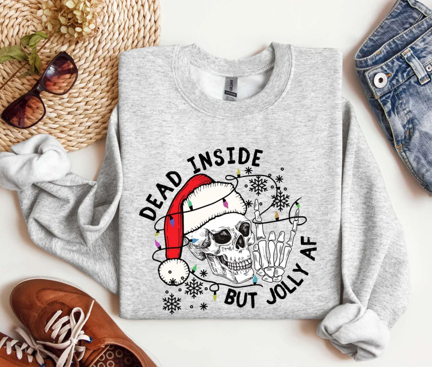 Dead Inside But Jolly AF Sweatshirt, Funny Christmas Sweatshirt