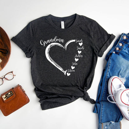 Personalisiertes Grandma Herz Sweatshirt – Custom Mama Herz Shirt mit Kindernamen