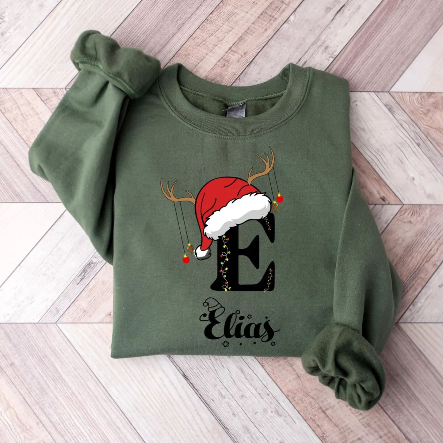 Familien-Weihnachts-Sweatshirt mit Namen, Personalisiertes Weihnachts-Familien-Hoodie