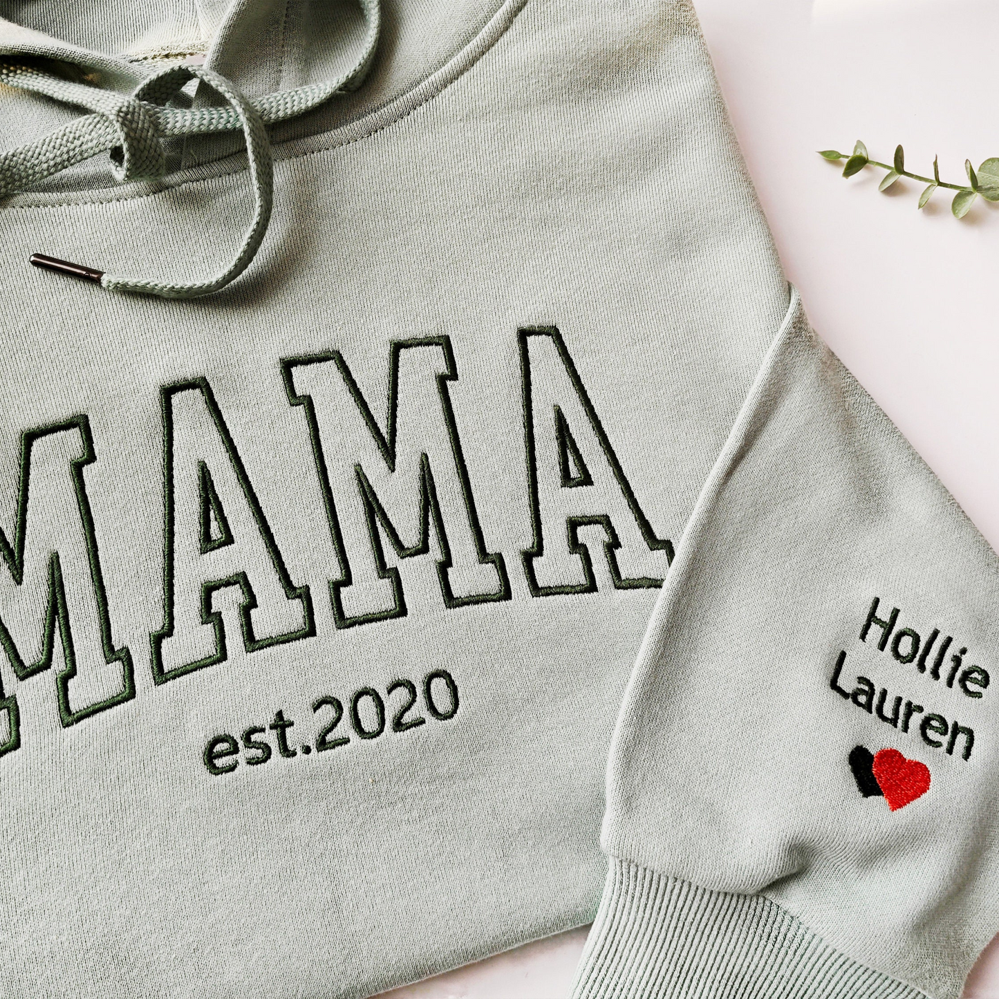 Embroidered Mama Hoodie with Children's Names and Special Years
