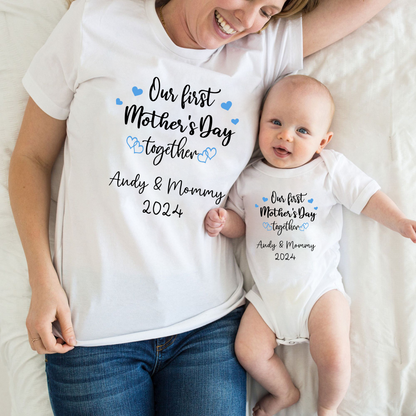 Unser Erstes Muttertag - Personalisiertes Shirt für Mutter und Kind