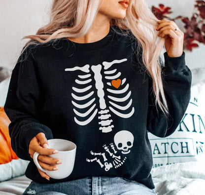 Skelett Halloween Umstandspullover - Geschenk für Mama