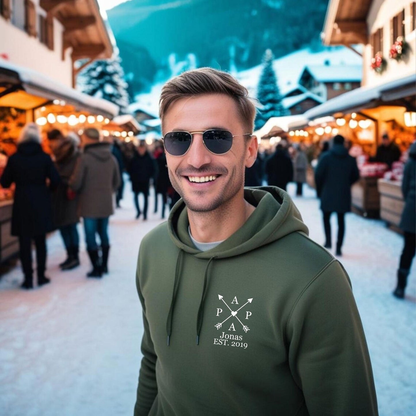 Personalisierter Papa Hoodie mit Kindernamen – Geschenk für Vater