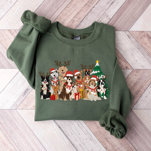 Weihnachtshunde Sweatshirt - Geschenk für Hundefreunde