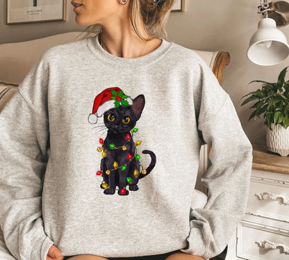 Katzen Weihnachtspullover – Schwarze Katze Weihnachtsshirt