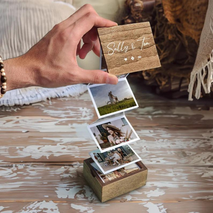 Erinnerungen-Schatzkiste: Personalisiertes Fotoalbum im Holzkasten - Ideales Geschenk