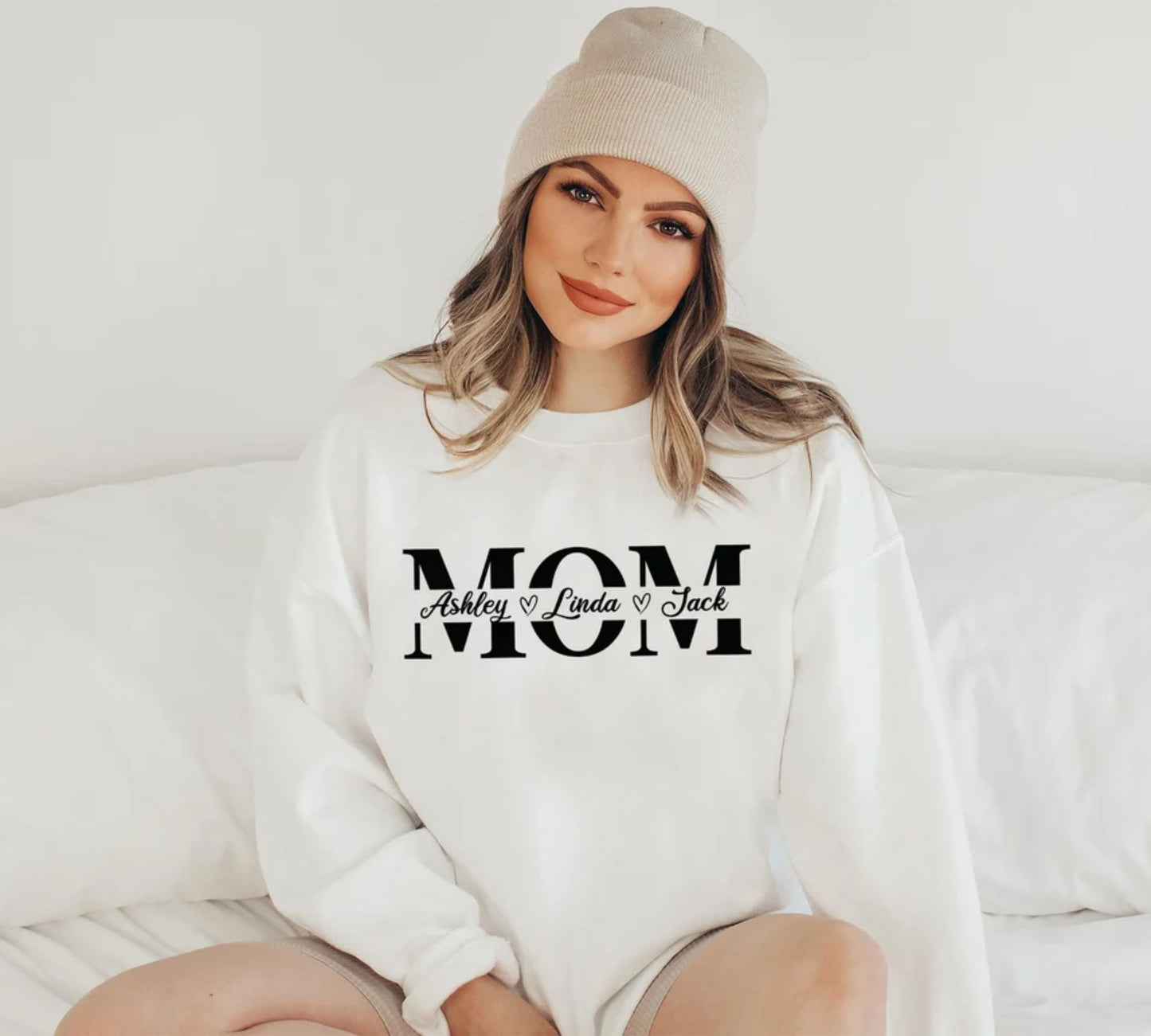 Personalisierter Mama-Sweatshirt mit Namen der Kinder, Individueller Mama-Sweatshirt