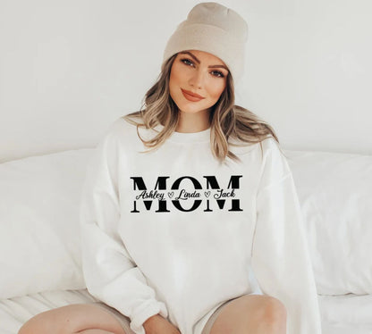 Personalisierter Mama-Sweatshirt mit Namen der Kinder, Individueller Mama-Sweatshirt