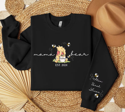 Mama Bär – Personalisiertes Mama Sweatshirt mit Gründungsjahr und Kindernamen auf dem Ärmel