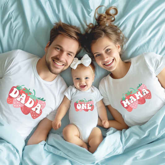 Erdbeer Erstgeburtstag Familien-Abstimmungs-T-Shirt - Geburtstagsgeschenk