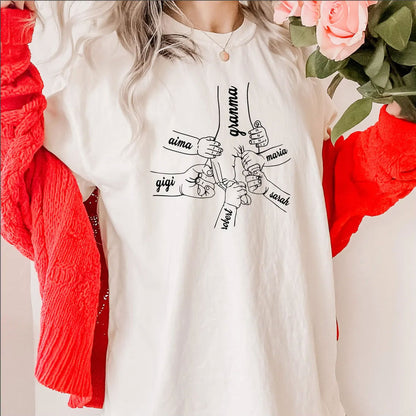 Personalisierte Mama Shirts mit Kindernamen – Hände Motiv