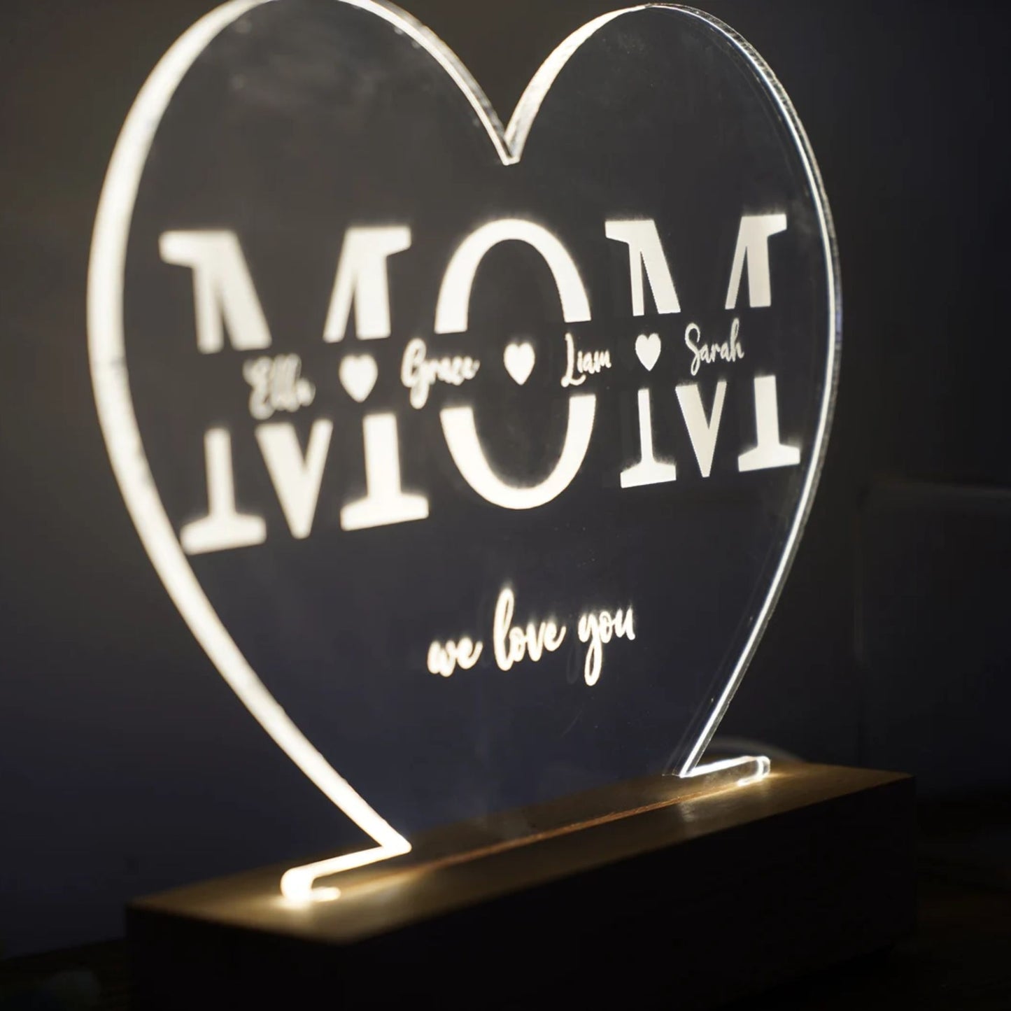 Personalisierte Mama-Nachtlampe, Individuelle Mama-LED-Lampe mit Kindernamen, Muttertagsgeschenk