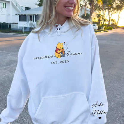 Personalisiertes Mama-Bär Sweatshirt mit Kindernamen auf dem Ärmel, Geschenk zum Muttertag