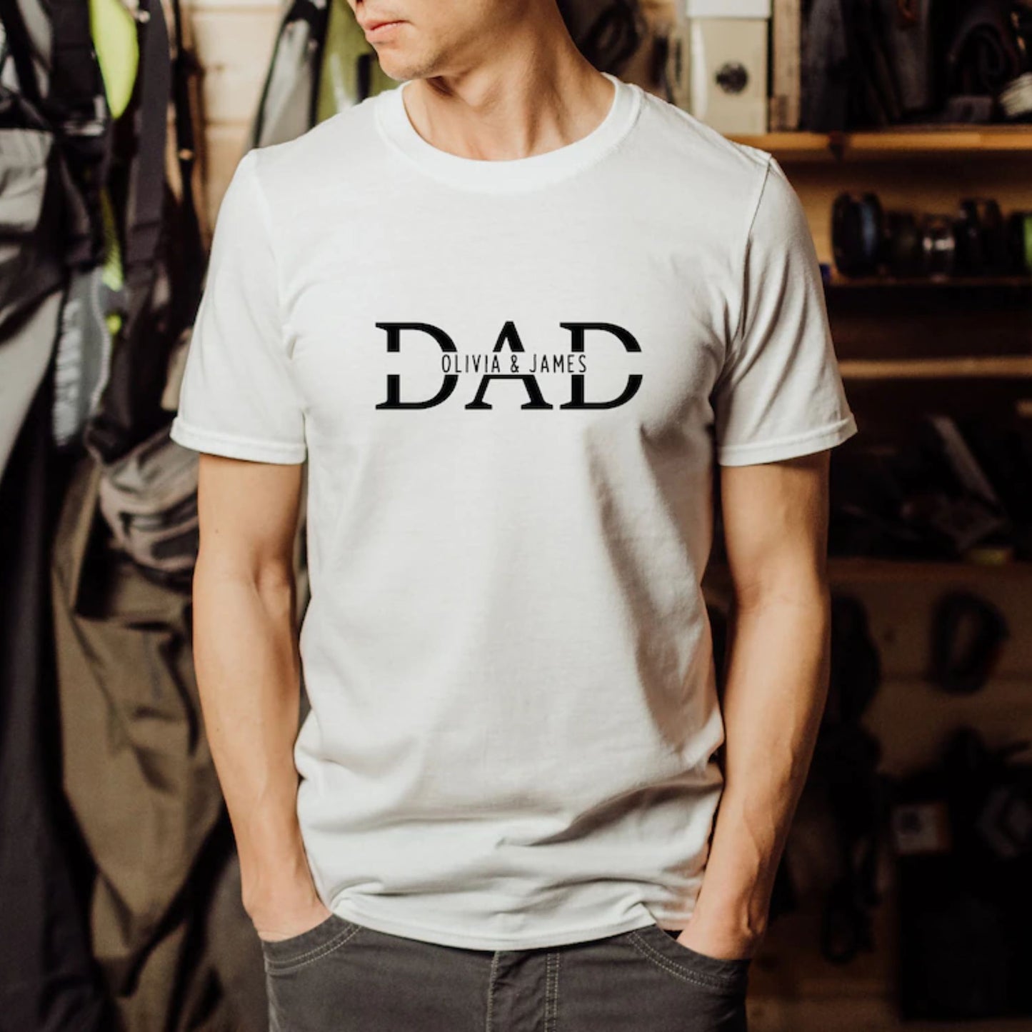 Individuelles Papa-Shirt mit Kindernamen, Vatertagsgeschenk – Besonderes Geschenk für Papa