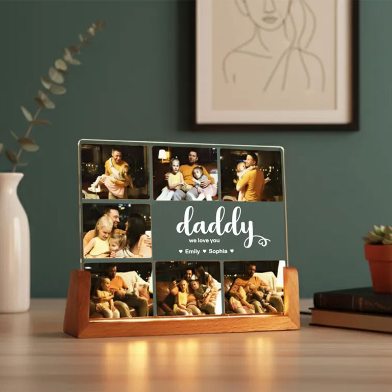 Personalisierte Fotocollage LED Nachtlampe – Geschenk für die Familie