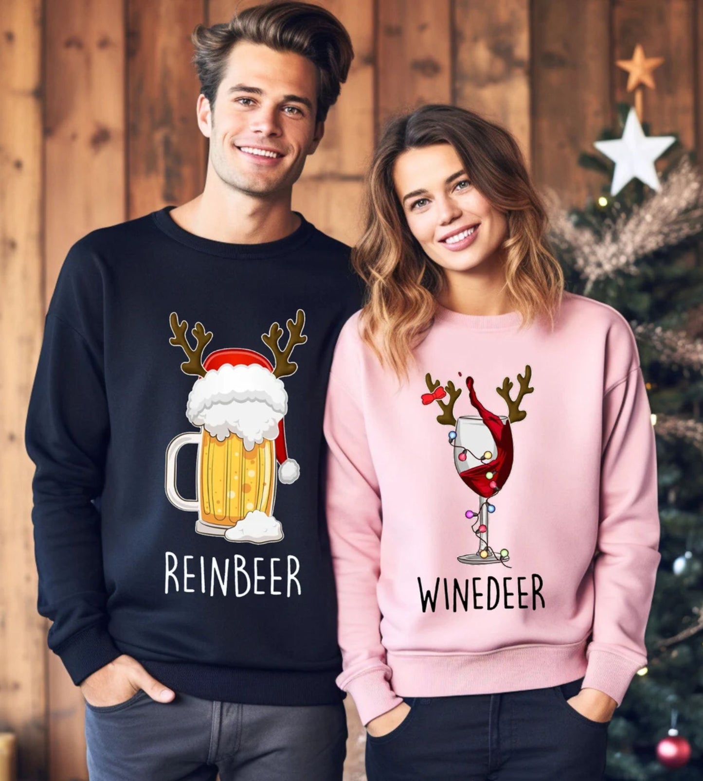 Winedeer Reinbeer Sweatshirts, Lustiges Weihnachtsgeschenk für Paare