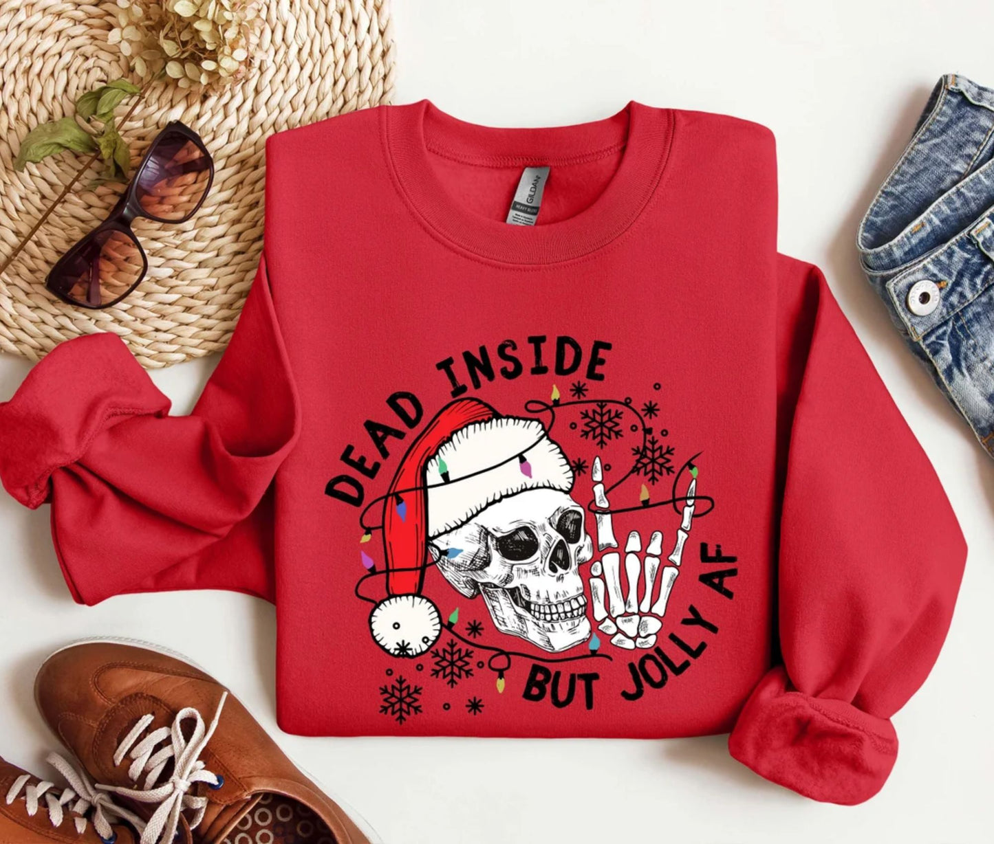 Dead Inside But Jolly AF Sweatshirt, Funny Christmas Sweatshirt