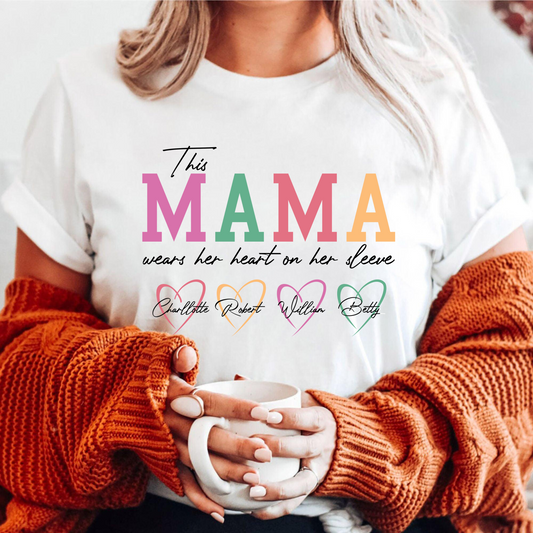 Custom 'Heart on Sleeve' Mama Sweatshirt with Kids' Names