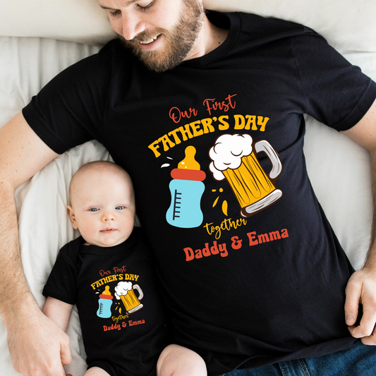 Erster Vatertag - Papa & Kind T-Shirt-Set