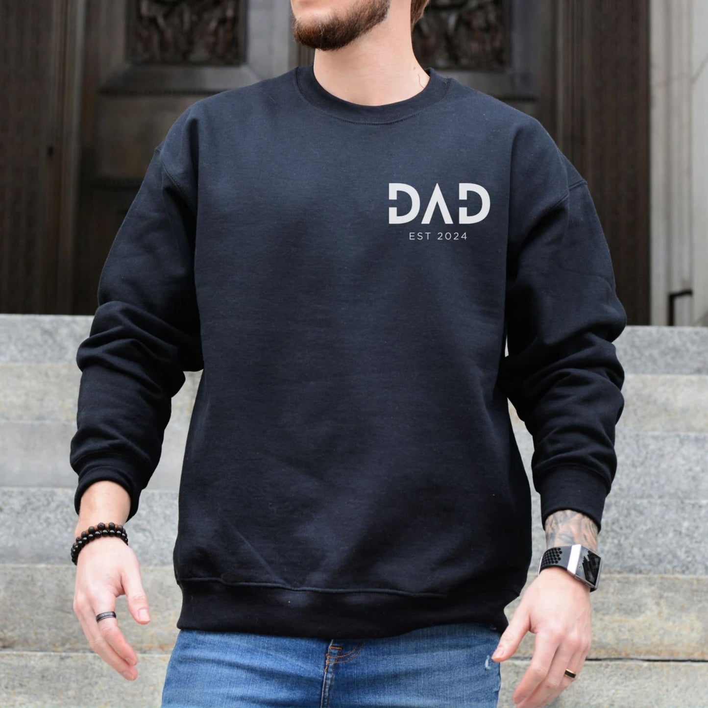 Personalisiertes Papa-Sweatshirt, Papa Est. 2024 Hoodie - Geschenk für Papa