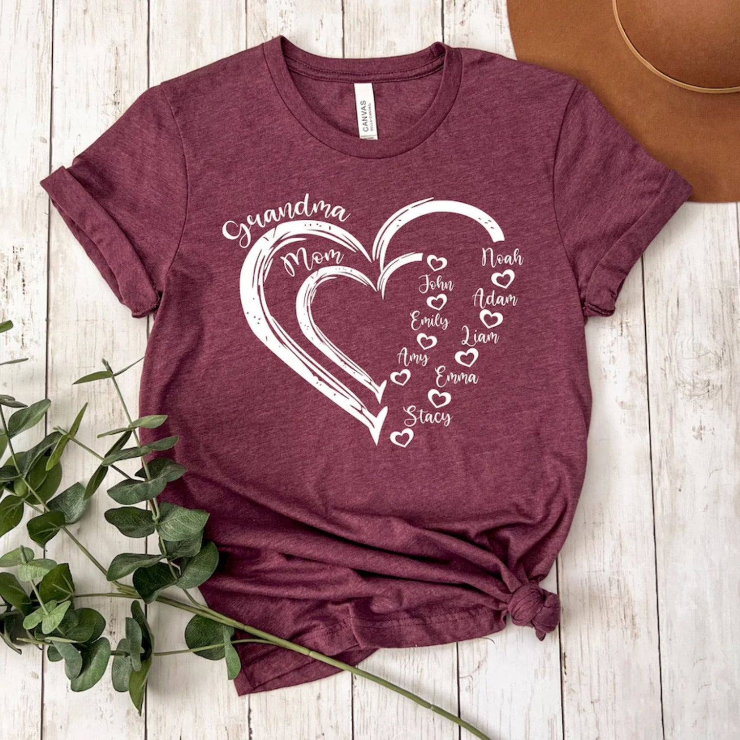 Personalized Grandma Shirt, Grandma Heart Sweatshirt