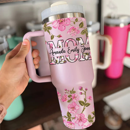 Personalized Mom Tumbler 40oz, Custom Mom Tumbler with Kid Names