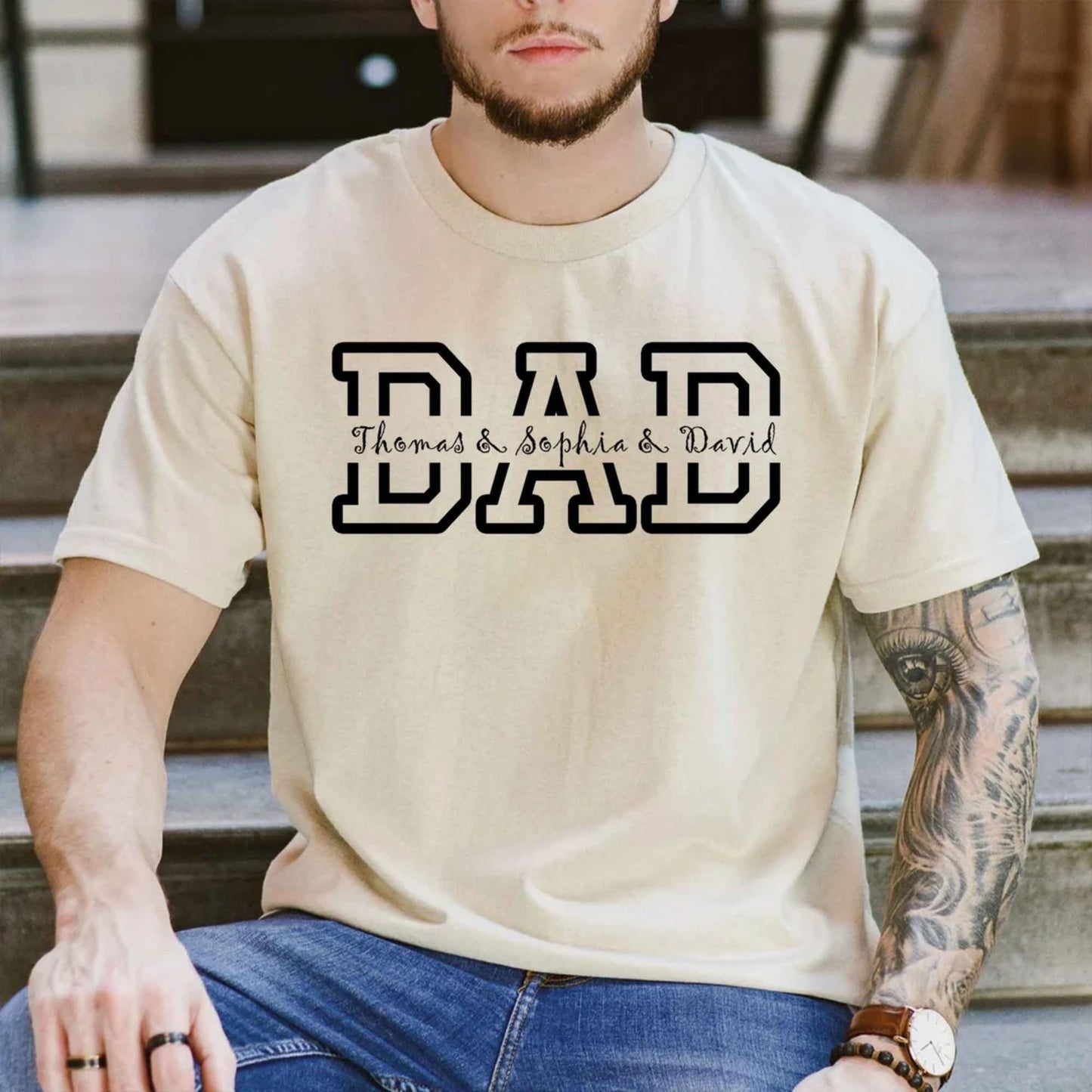 Personalisiertes Papa Shirt mit Kindernamen, Geschenk für Papa