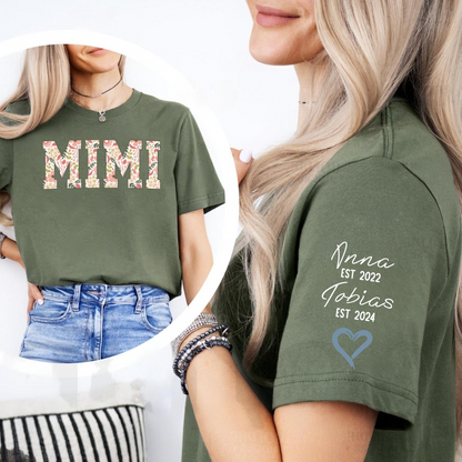 Personalized Mimi Sweatshirt – Floral Design with Grandkids’ Names and Dates