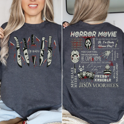 Retro Gruselfiguren Halloween Shirt für Horrorfilm Fans